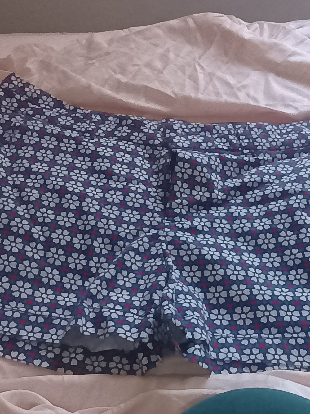 GAP Navy Floral Print Shorts with White Flowers and Red Accents